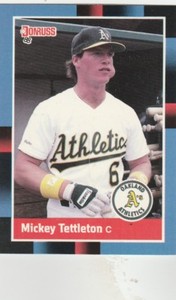 FREE SHIPPING-MINT-1988 Donruss Oakland Athletics Baseball #103 Mickey Tettleton