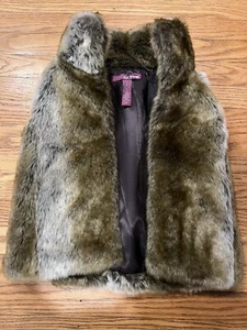 Girls Epic Threads Front Zip Faux Fur Vest Jacket Brown Size Small - Bild 1 von 5