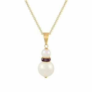 Alpine Amethyst Austrian Crystal White Shell Pearl Gold Tone Pendant - Picture 1 of 3