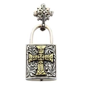 Sterling Silver Gold Brass Celtic Cross Padlock Pendant Gothic Medieval Charm