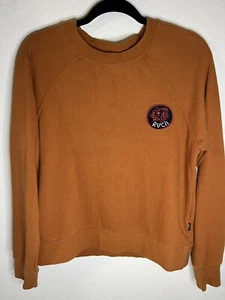 RVCA Women's Pullover Sweatshirt Medium Dynasty Orange Logo Patch Athleisure - Picture 1 of 6