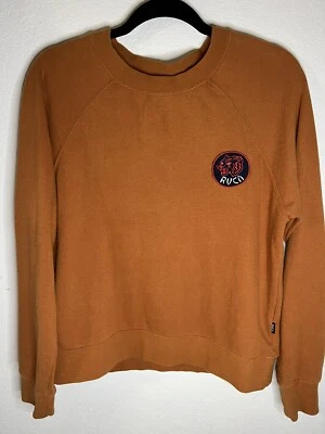 RVCA Women's Pullover Sweatshirt Medium Dynasty Orange Logo Patch Athleisure - Image 1 of 4