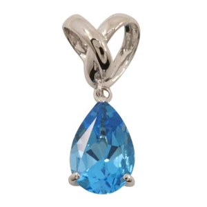 teardrop Pendant top 14 white gold/Topaz 2.2g Women - Picture 1 of 5