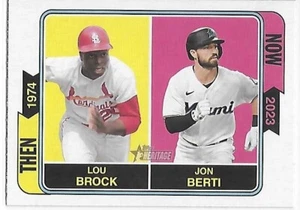 2023 Heritage Baseball damals und heute Lou Brock Cardinals/Jon Berti Marlins - Bild 1 von 2