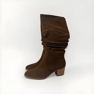 Amazon Essentials Women’s Riding Boots Tan Size 8 Mid Scrunch Fashion Boots - Picture 1 of 5