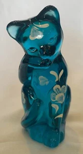 FENTON B5074 WU GROOMING GATO #428 - AZUL AZULADO CON FLORES BLANCAS PINTADAS A MANO - Imagen 1 de 5