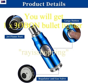 JOBON, BLUE MIRROR & GREY BULLET, Butane Jet Torch Lighter, Self Defence Defense - Picture 1 of 5