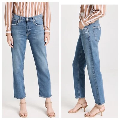 NUEVO CON ETIQUETAS Agolde Kye tiro medio pierna recta crop jeans elásticos 32 algodón orgánico Foto 1 de 4