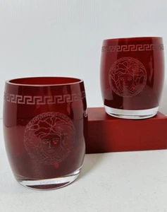 Rosenthal Crystal Versace 'Medusa Red' Double Old Fashioned/Whiskey Glass, 2 Pc - Picture 1 of 9