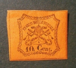 ITALIA ITALY 1867 Stato Pontificio" Tiaria e Chiavi" 10c. vermiglio ar. MH ss.17 - Imagen 1 de 1