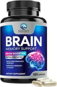 Brain Memory Supplement Pills - Nootropics Support for Concentration for Clarity - Picture 1 of 10