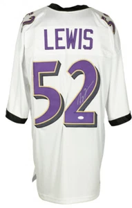 Camiseta deportiva de fútbol americano blanca personalizada de los Ravens firmada/autografiada de Ray Lewis JSA 156536 - Imagen 1 de 4
