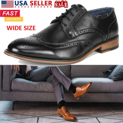 Zapatos de vestir anchos para hombre Zapatos Derby Zapatos formales Oxford Talla Foto 1 de 4