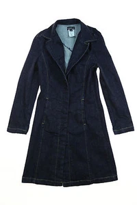 Women's Bebe Denim Coat Trench Size M Button Front - Picture 1 of 2