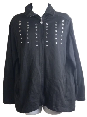 Chaqueta para mujer Coral Bay negra ligera con cremallera completa - talla PL Foto 1 de 4