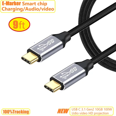 9ft 4K HD projection USB Type-C 5A 100W Charging/Audio/video Cable Thunderbolt 3 - Image 1 of 4