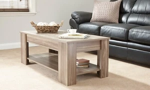 Coffee Table Storage Lift Top Up Drawer Shelf Living Room Furniture Walnut - Picture 1 of 7