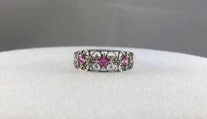Ring 9 kt Weißgold 0,06 kt Diamant und 0,38 kt Rosa Topas Größe S 2,1 g NEU - Bild 1 von 8