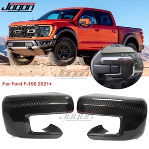 Cubiertas de carcasa de espejo lateral de carbono real para Ford F-150 Raptor R SSV 2021 2022-2023 - Imagen 1 de 10