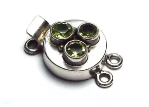 PERIDOT 925 Sterling Silber 2-Strang 24 mm runder Kastenverschluss /p32 - Bild 1 von 1