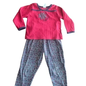 Vintage 90s Healthtex Girls' 2-Piece Red Flower Top & Floral Leggings Set Size 4 - Picture 1 of 9