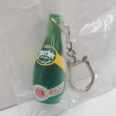Perrier Water Keyring 2in Green Plastic Bottle France Keychain Vtg Sealed NOS - Image 1 of 4