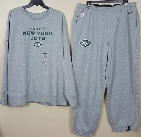 NIKE NEW YORK JETS SWEATSUIT SWEATSHIRT + PANTS TEAM ISSUED NFL NEW (SIZE 4XL) Cover