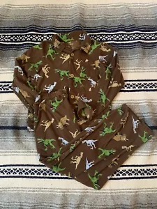 CARTER'S KIDS BROWN DINOSAURS PRINT PAJAMA SET SIZE 12 - Picture 1 of 4