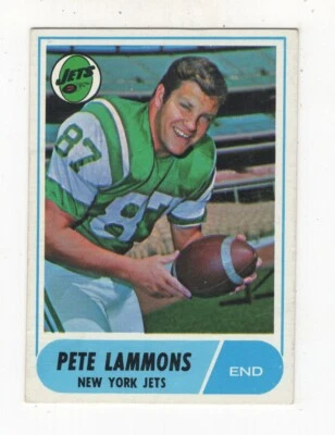 1968 TOPPS FOOTBALL ROOKIE PETE LAMMONS NEW YORK JETS #143 - Image 1 of 2
