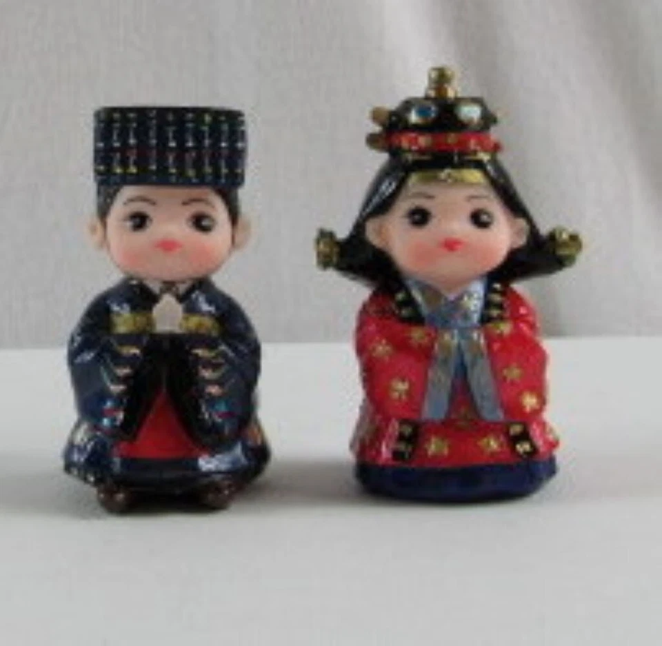 Korean Traditional Folk Doll Wedding Groom and Bride 3" Collectible Figure Gift