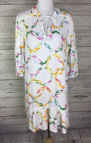 VETEMENTS Abito donna Crown & Ivy taglia M multicolore cravatta contadina scollo a V orlo increspato elasticizzato