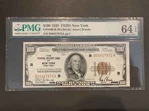 1929 $100 FRBN NEW YORK Fr#1890-B PMG 64 - Picture 1 of 4