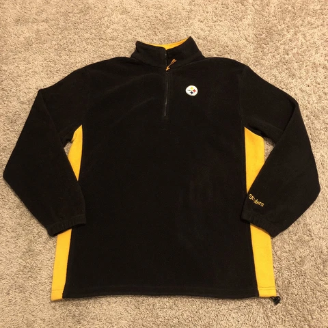 Pittsburgh Steelers Sweater Adult Large Black Yellow 1/4 Zip Pullover NFL Men B1 Cover