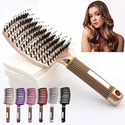 Nylon Bristle Comb Detangling Hairbrush Curly Hair Styling Anti-static Brush - Image 1 of 4