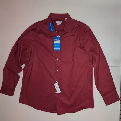 Camisa de vestir Haggar Premium Comfort calce clásico elástica resistente a las arrugas 17 1/2 Foto 1 de 4