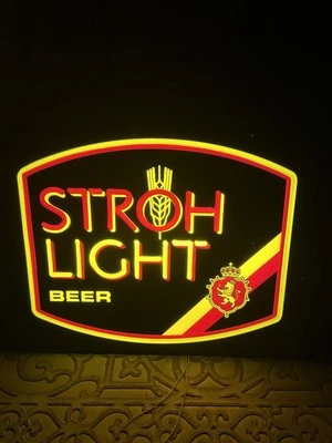 Stroh's Beer Sign Vintage 1980s 20 1/2 x 16 Lighted Neon Back Lit Man Cave Works - Image 1 of 4