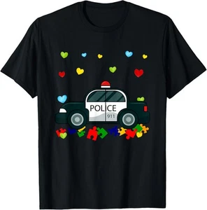 Love Police Car Puzzles Autism Awareness Kids Boys Girls T-Shirt Hoodie - Picture 1 of 10