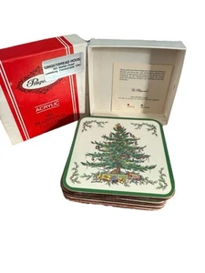 Posavasos Pimpernel Spode árbol de Navidad 4,25x4,25 fondo de corcho con caja 6 - Imagen 1 de 14