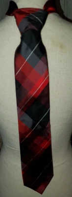Corbata de seda Kenneth Cole Reaction roja negra gris tartán a cuadros para hombre *W25 Foto 1 de 4
