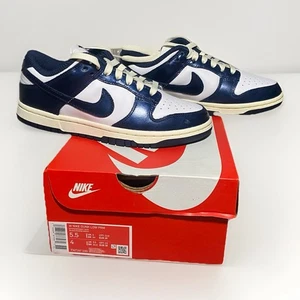 Nike Dunk Low PRM FN7197‑100 Women’s 5.5 White Navy Retro NEW - Picture 1 of 6