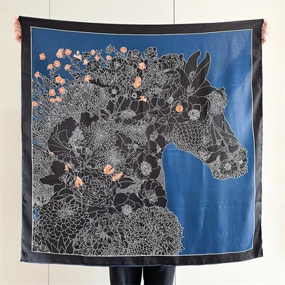 100% шелковый простой атласный шарф бандана квадратная шаль надежном дерево лошадь печать 43» - Изображение 1 из 4