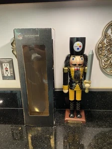 Rare NFL Pittsburgh Steelers Wooden Nutcracker Large 14” Christmas Ornament NEW - Picture 1 of 12