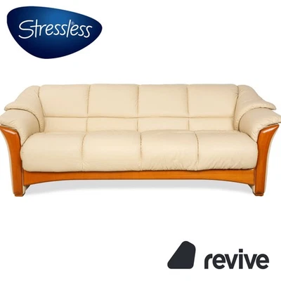Stressless Oslo Leather Four-Seater Cream Sofa Couch - Image 1 of 4
