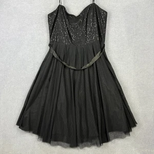 City Chic Dress Womens Medium Black Sequin Bust Strapless Belted Lined - Picture 1 of 6