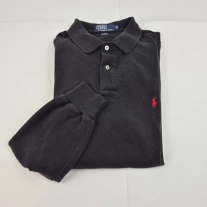 Polo by Ralph Lauren Poloshirt Herren M Schwarz Langarm Baumwolle Rot Pony Y2K - Bild 1 von 8