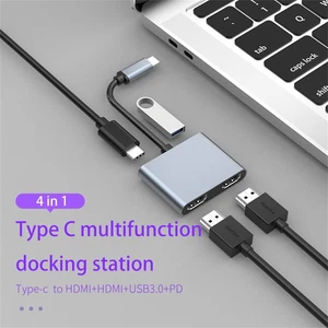 USB Hub Type-C Docking Station to HDMI*2 4K USB3.0 USB C Hub For Macbook Laptop - Afbeelding 1 van 8