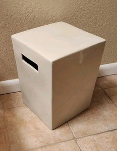 Decorative Square Garden Stool Ceramic Stool Hand-painted Glazed Cream Handles - Picture 1 of 8