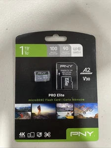 PNY 1TB microSDXC Memory Cards, 100MB/s, UHS-I, 4K UHD, Full HD - Picture 1 of 2