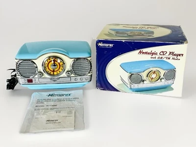 RETRO Memorex Turquesa Estéreo Portátil con Reproductor de CD MTT3200 NOB-Funciona Ver Video Foto 1 de 4