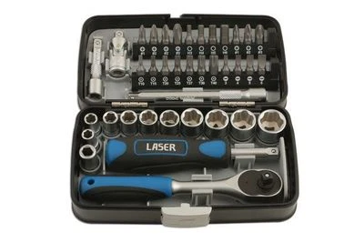 LASER TOOLS SET GLOVEBOX SIZE 1/4 DRIVE 38 PIECE SOCKET RATCHET - Image 1 of 2